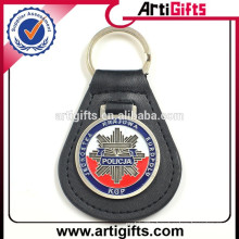 Promotion item embossed leather keychain